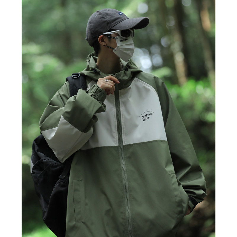 XTYDF2024春季新款港风大码夹克防水冲锋衣撞色情侣装外套男23012-P88,男装夹克,电商C213(原B265)
