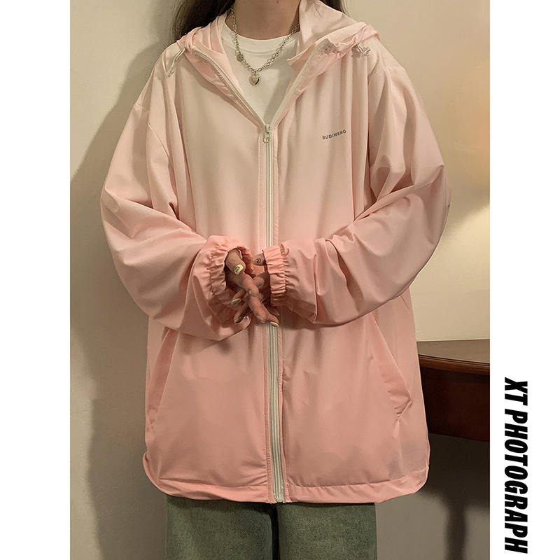 中性图！防晒指数50+渐变防晒衣美式复古户外宽松外套女7815-P60，女装防晒衣，电商C213(原B265)