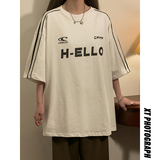 中性2024年夏季美式T恤字母寬松港風(fēng)大碼情侶短袖上衣女7820-P38，女裝T恤，電商C213(原B265)