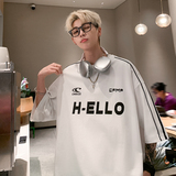 夏季新款美式潮牌字母印花三条杠短袖港风宽松T恤上衣男7820-P38，男装T恤，电商C213(原B265)