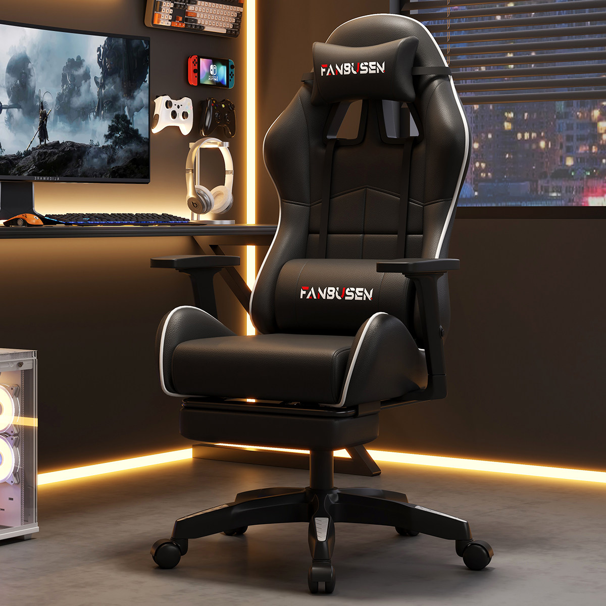 电竞椅电脑椅家用可躺办公椅学生宿舍游戏椅舒适久坐升降老板椅子