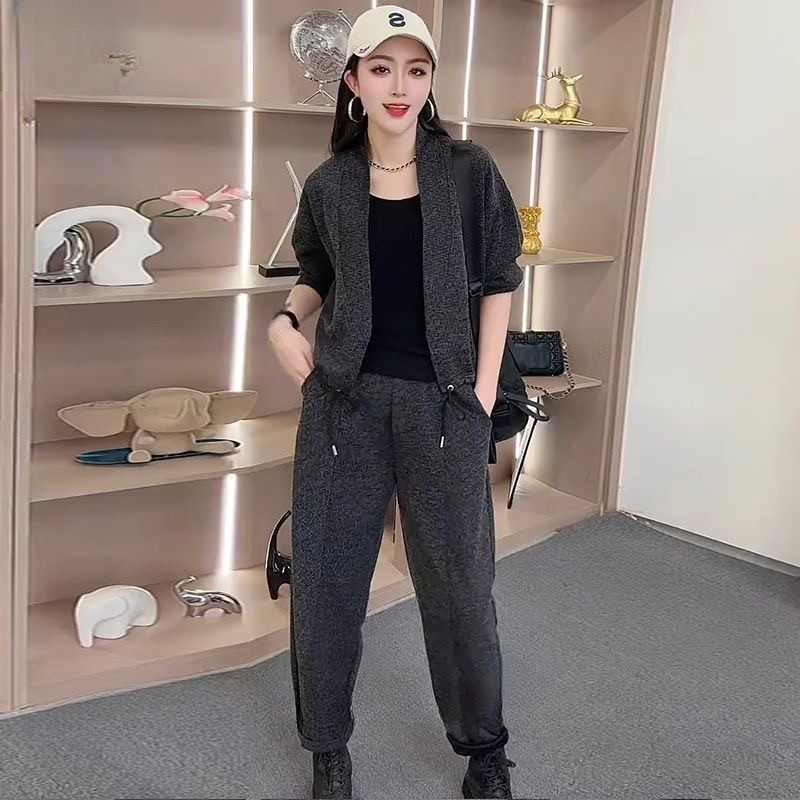 休闲洋气质运动套装女春秋季新款显瘦长袖开衫上衣长裤两件套