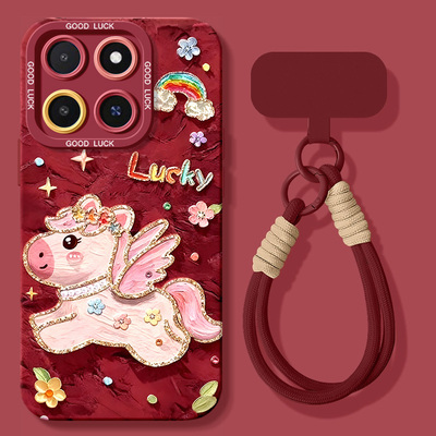 适用魅族22手机壳魅族21新款note16pro硅胶魅族note16pro挂绳meizu新年魅族20全包防摔222026油画马女保护套