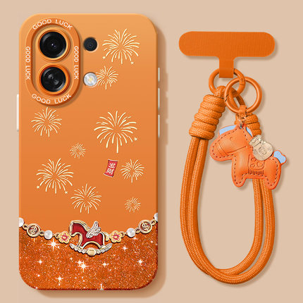 适用oppok13turbopro手机壳k13turbo新款k12s硅胶k12plus挂绳k11x新年oppok10全包k9防摔新年马烟花女保护套