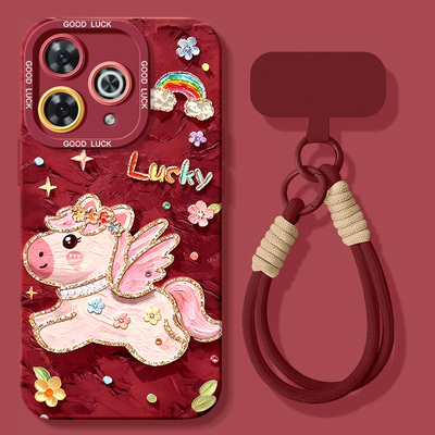 适用畅享80手机壳华为80s新款畅享70x硅胶60x挂绳wiko新年hi畅享60全包50plus防摔20se2026油画马10女保护套