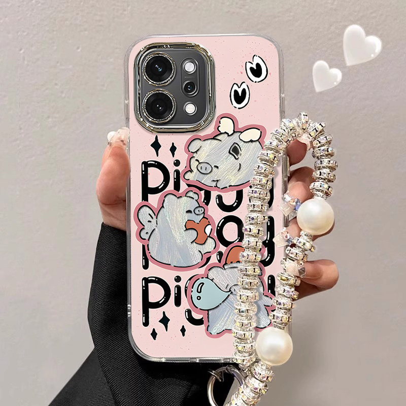 适用于opporeno14手机壳新款reno13pro保护套rone12全包闪钻11镜头保护膜10/9/8羽纱软壳可爱卡通手链挂绳女