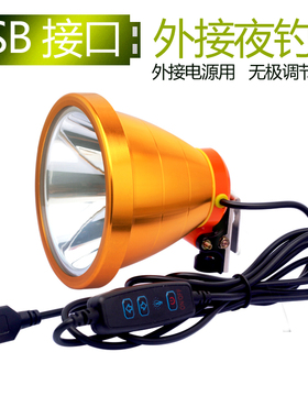 夜钓灯钓鱼灯蓝光50W垂钓灯USB接头充电宝电源5V外接防水灯头