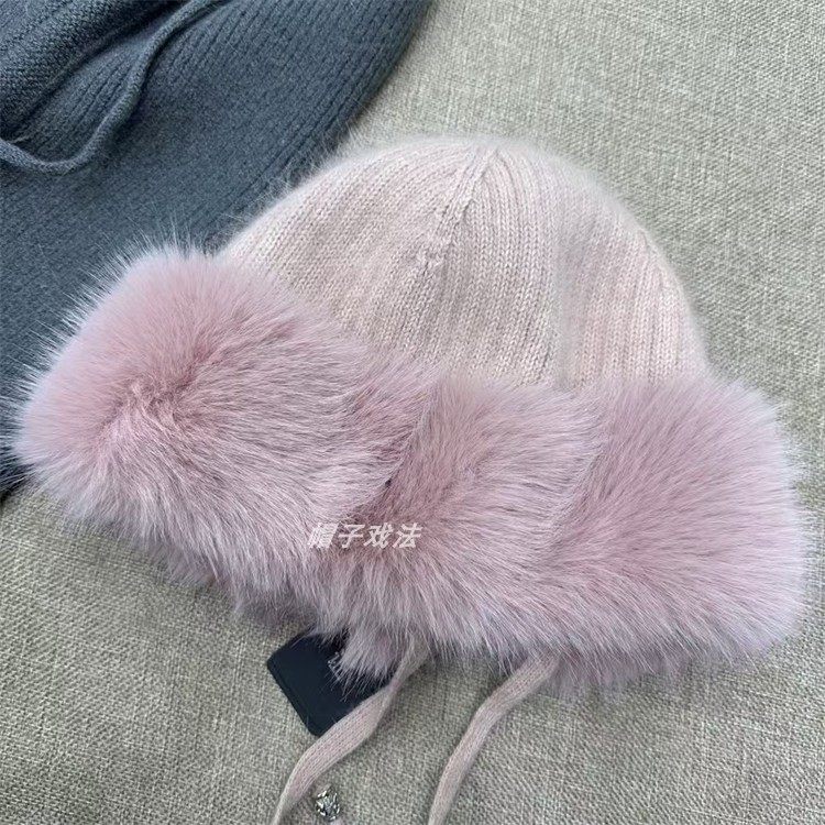 高比利兔毛街拍粉色百搭保暖毛绒护耳冬季韩版高级女式针织蒙古帽,服饰配件/皮带/帽子/围巾,帽子,淘宝优惠券,粉丝福利购,淘宝优惠卷