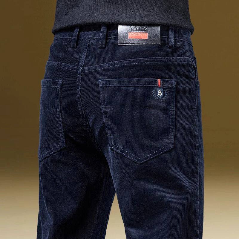 灯芯绒休闲裤男2025新款灯草绒裤高端商务条绒弹力修身直筒长裤子