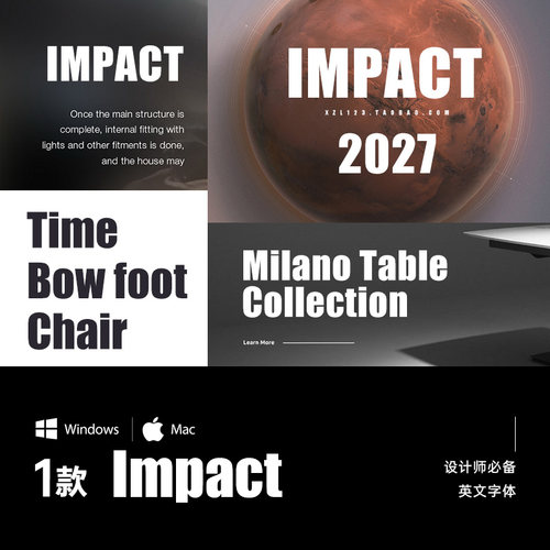 Impact 经典英文ps字体pr字体包ai素材LOGO字体