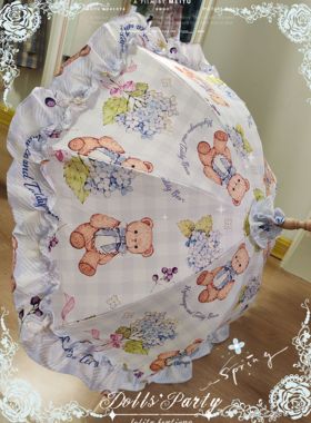 现货Lolita原创手作伞手作洋伞芭蕾舞小熊木柄无尽夏小熊