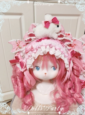 Lolita原创手作洛丽塔蕾丝蝴蝶结草莓蛋糕公主小皇冠发带Kc