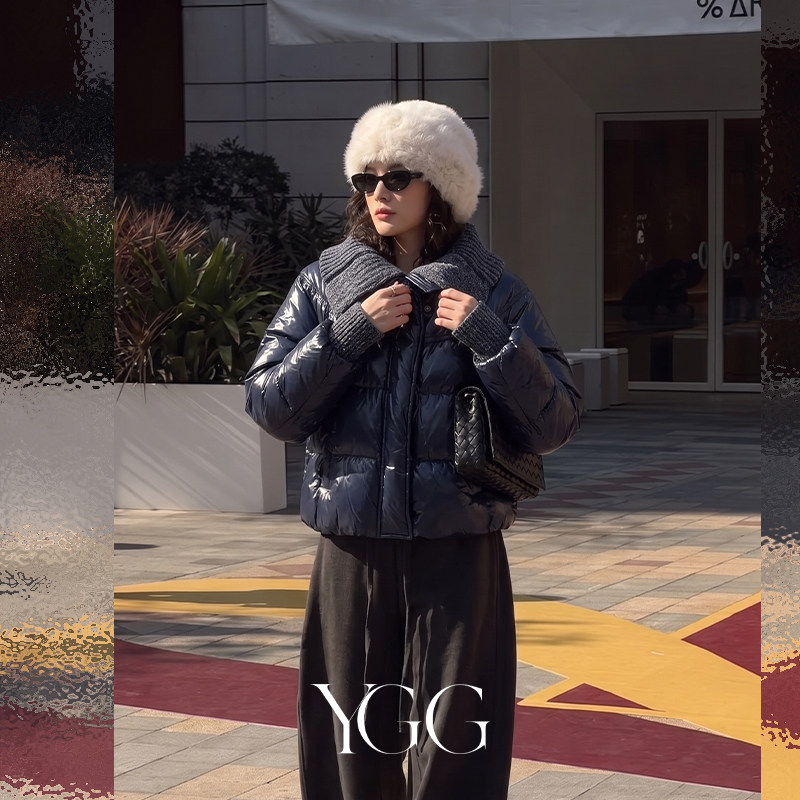 YGG叙蘅亮面白鸭绒厚款羽绒服