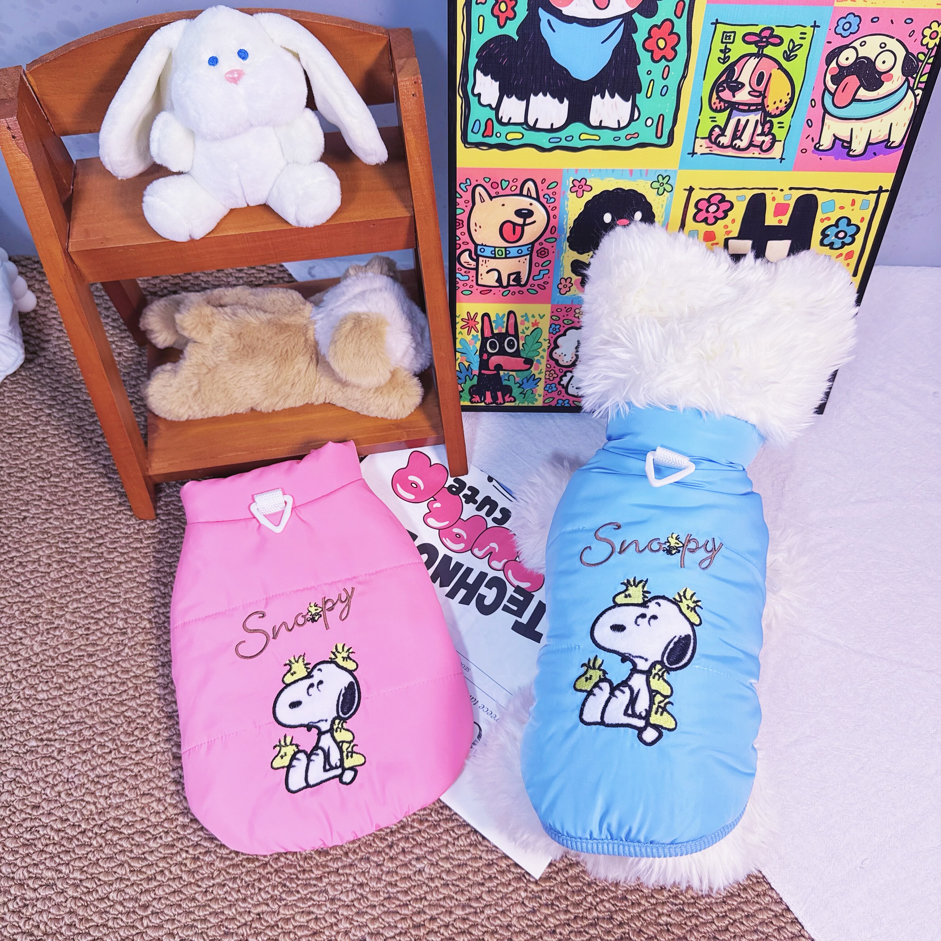 外贸刺绣狗狗冬季棉服宠物衣服泰迪比熊西高地雪纳瑞可牵引中小型