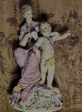 德国meissen梅森陶瓷人偶摆件丘比特维纳斯