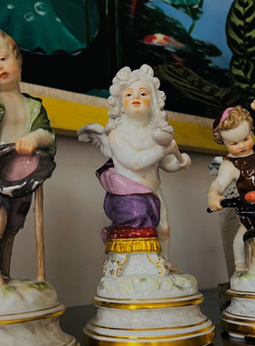 德国梅森Meissen丘比特瓷偶L系列古董天使陶瓷人偶