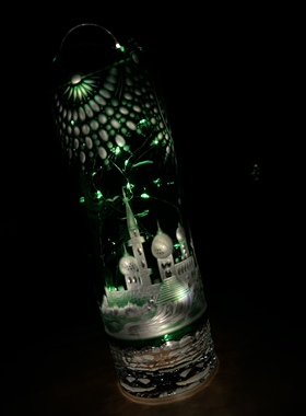 Meissen德国梅森水晶 一千零一夜 1001 绿色水晶花瓶手工雕刻