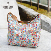 日本milesto花系斜挎包hopping marche大容量复古单肩休闲旅行包
