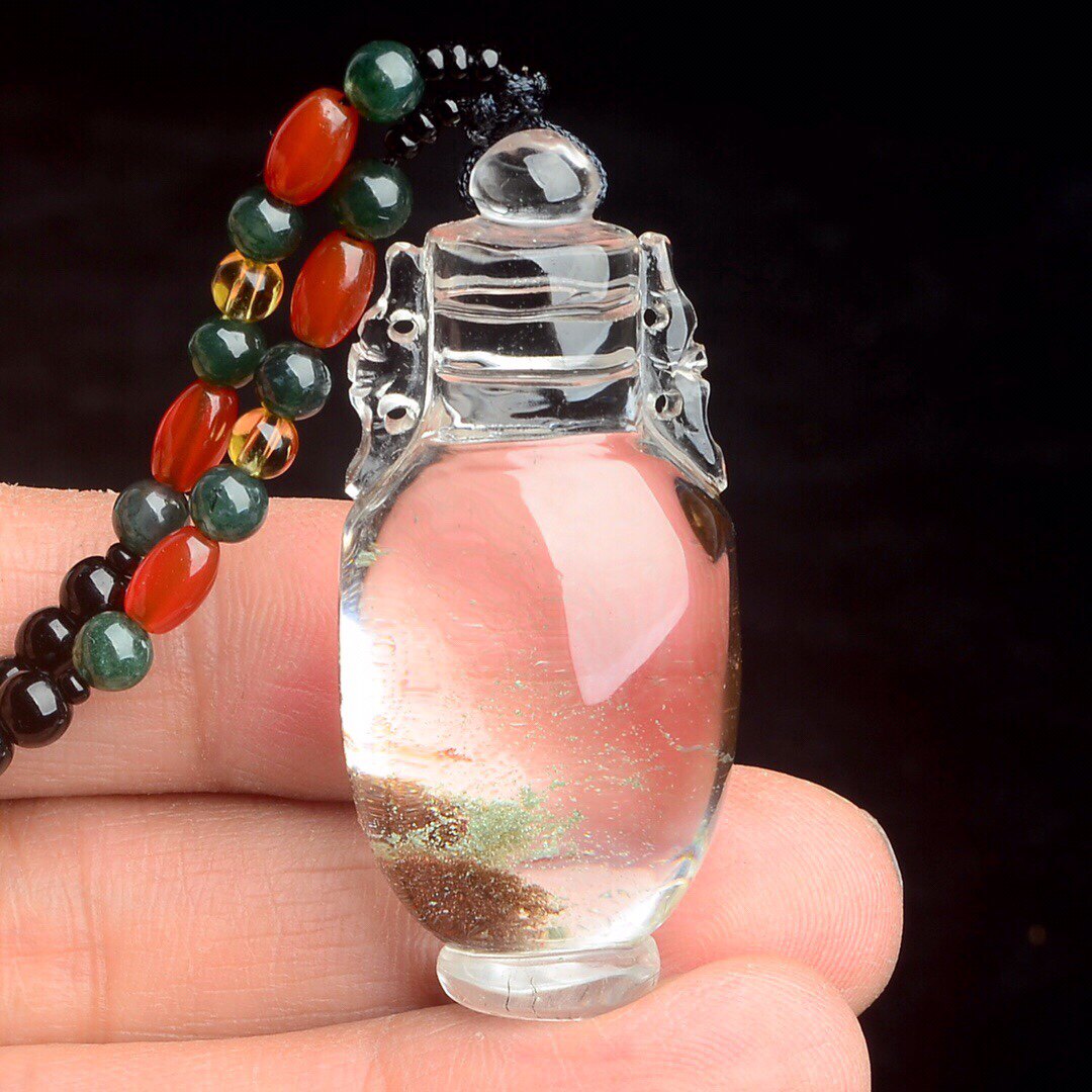 天然彩幽灵水晶瓶子吊坠 彩幽灵宝瓶挂件 平平安安0522
