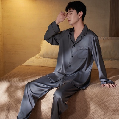 男士真丝睡衣春秋季长袖2026年新款夏天薄款桑蚕丝男款家居服套装
