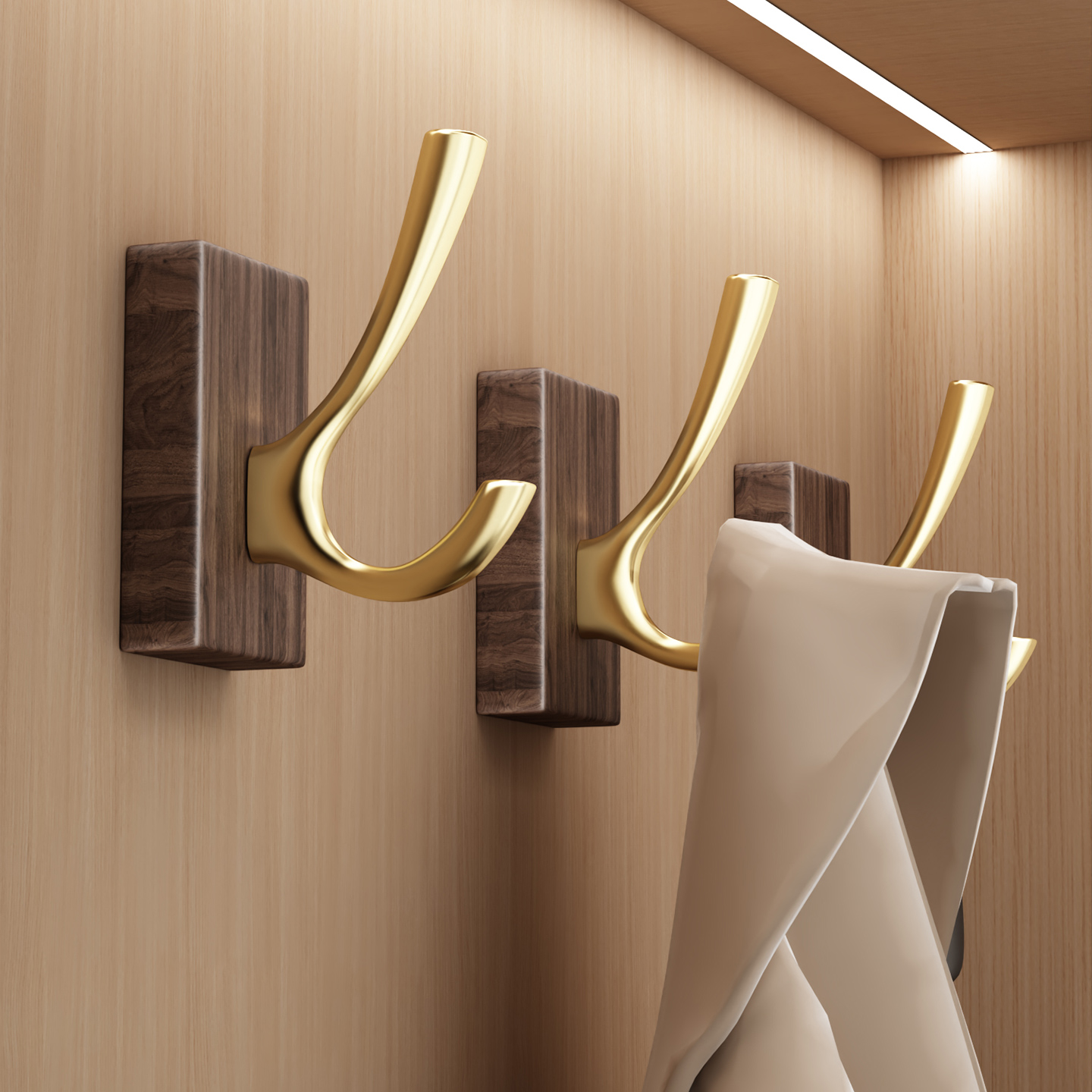 实木胡桃木挂钩壁挂粘钩