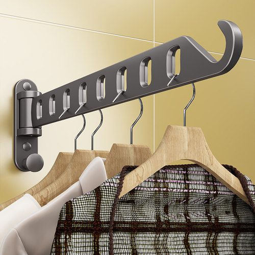 折叠免打孔晾衣架升级加长收纳多