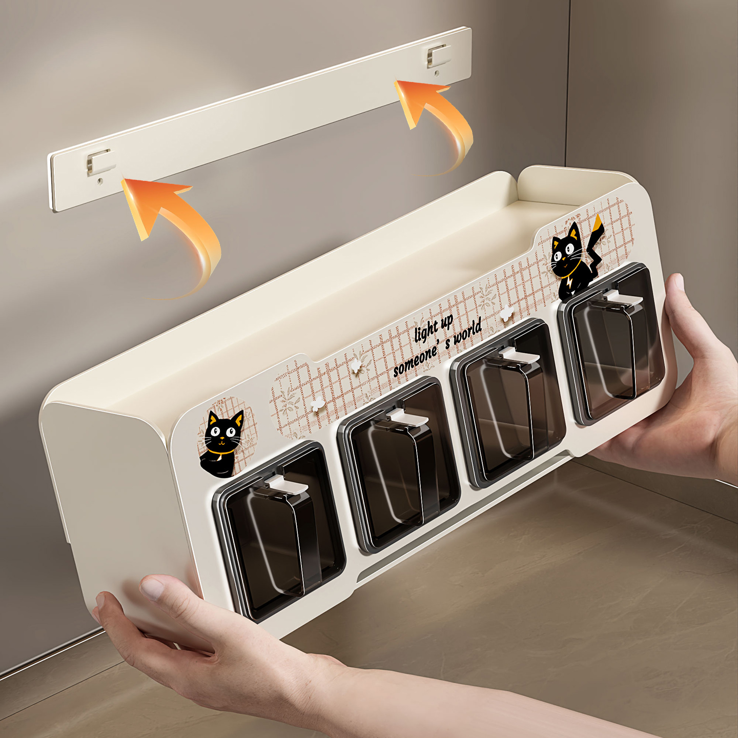 吸盘厨房调料置物架多功能调料盒