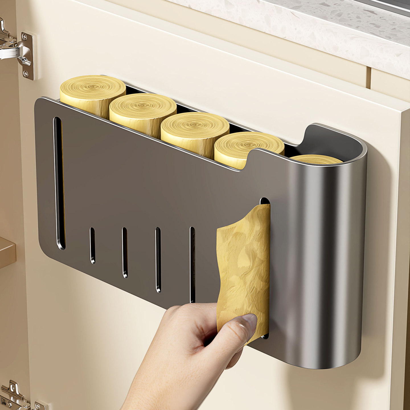 厨房垃圾袋收纳神器壁挂式免打孔大容量塑料袋抽取盒垃圾袋收纳架,收纳整理,整理架/置物架/收纳架,淘宝优惠券,粉丝福利购,淘宝优惠卷