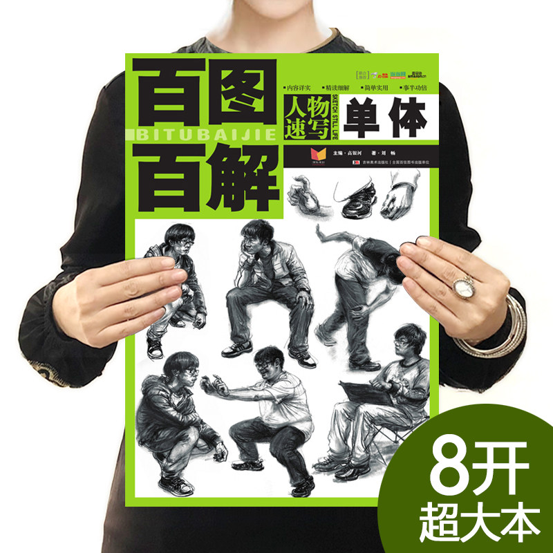 【官方正版】正版百图百解 人物速写单体 美术基础 敲门类 设计教学 画班画室教材 美术技法教程 正版美术书 吉林美术出