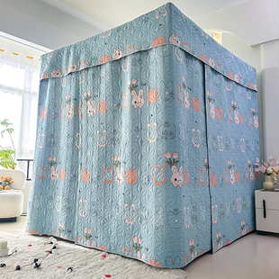 秋冬季室内加厚保暖加绒床帘蚊帐防寒隔音遮光可拆洗床上防风帐篷