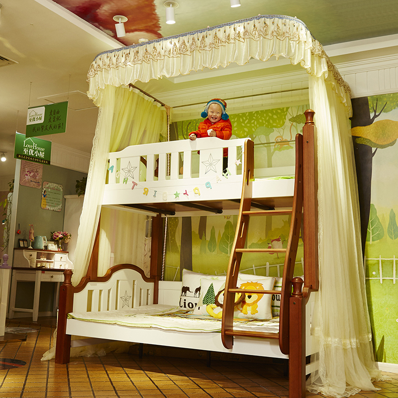 上下铺子母床蚊帐双层床梯形伸缩导轨支架学生儿童母子高低床蚊帐