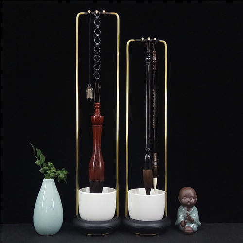 黄铜杆笔架毛笔挂创意挂笔接水