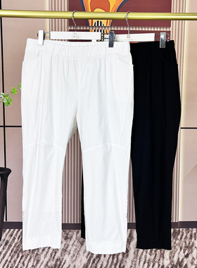 天娇一生水夏季新款九分裤大码女装蕾丝拼接休闲裤直筒裤子23098