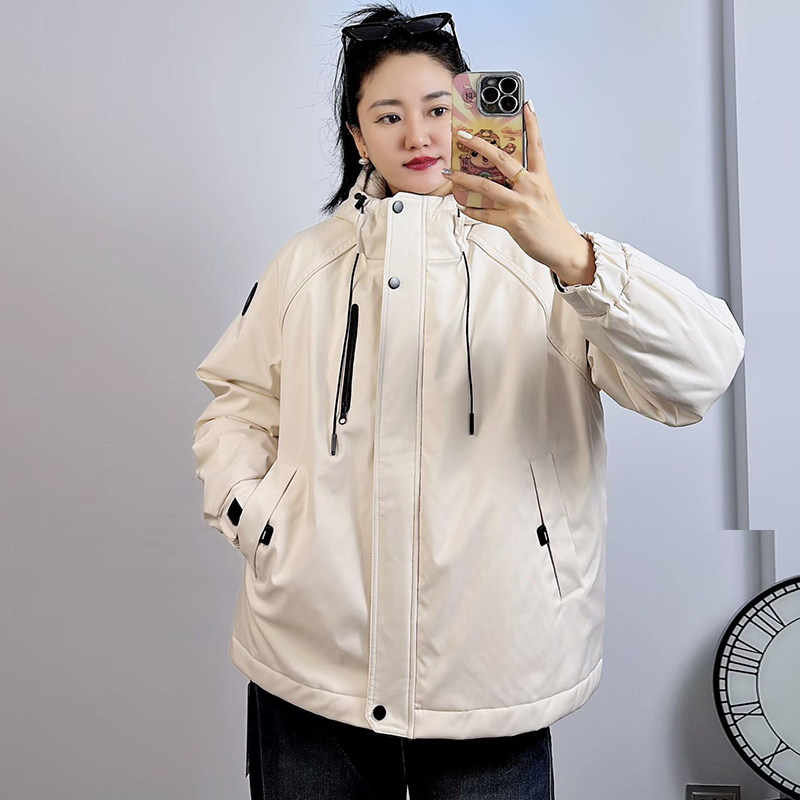 米莱奇2025新款冬季派克服女外套大码女装纯色百搭冲锋衣棉衣5918