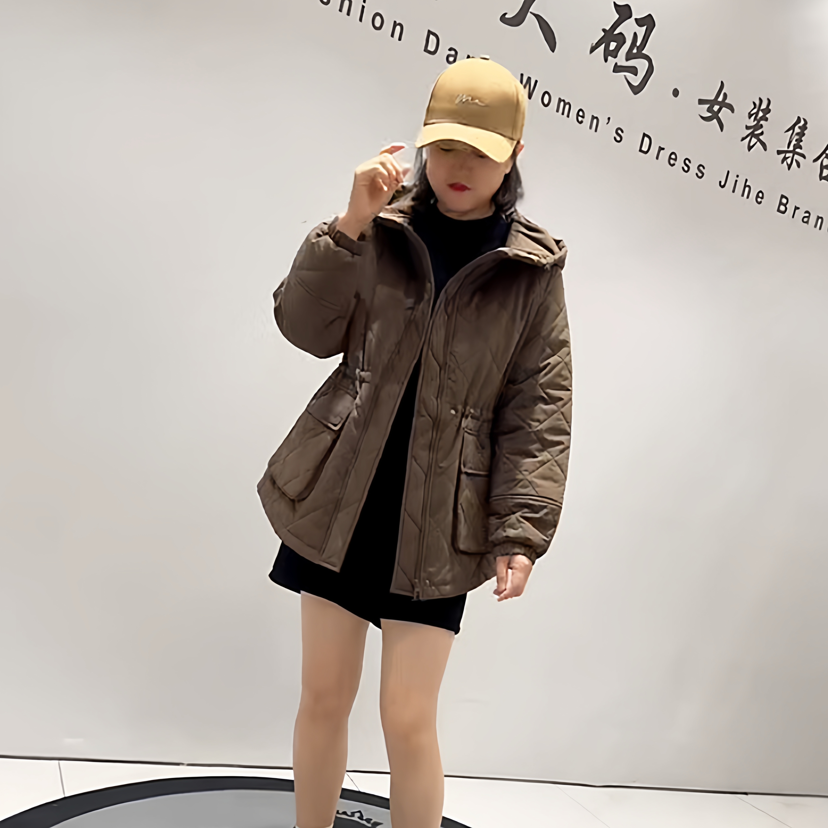 大码女装冬季收腰显瘦棉服外套