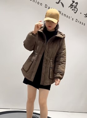 大码女装冬季收腰显瘦棉服外套