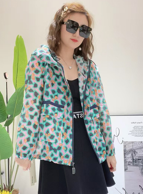 金影奇夏季新款防晒衣女宽松大码薄款花色小个子短款防晒衫18869