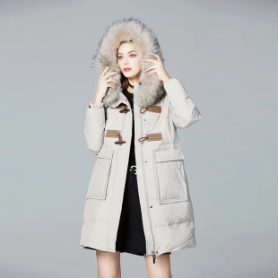 金影奇冬季新款貉子毛领羽绒服女中长款大码女装洋气羽绒衣98858