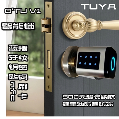 V1升级款智能锁芯指纹密卡刷卡蓝牙锁涂鸦app香港公屋通用长续航
