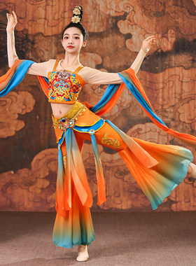 女童敦煌少儿舞蹈服新款飞天乐鼓