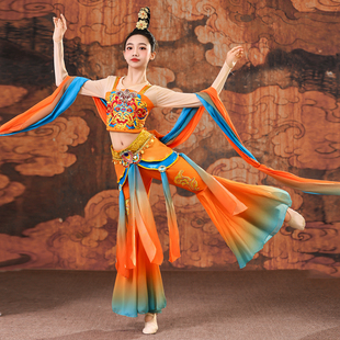女童敦煌少儿舞蹈服新款飞天乐鼓艺考古典舞演出服西域风情表演服
