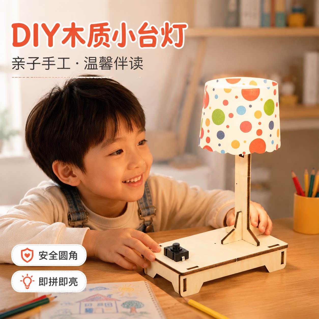 台灯diy手工制作材料物理木质科技发明小制作科学实验材料包通用