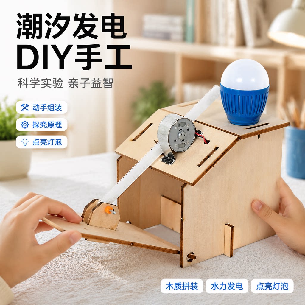 潮汐发电机diy手工制作材料物理木质科技发明科学实验材料包