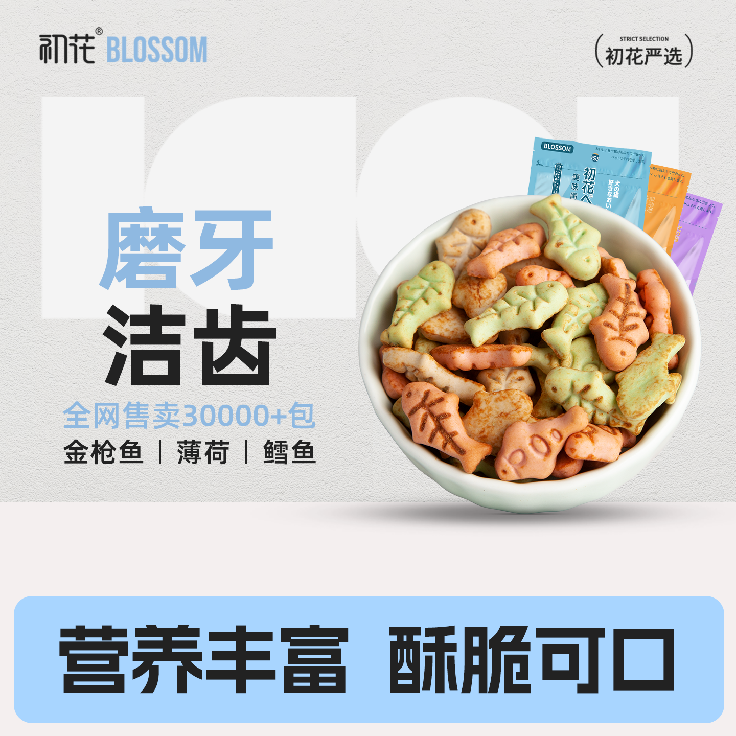 洁齿磨牙助排毛营养猫饼干100g