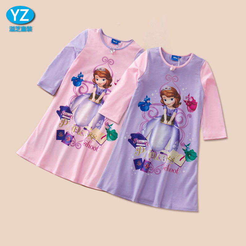 女童睡裙春秋纯棉儿童睡衣2018新款索菲亚公主中大童装宝宝家居服|msdalam kategori Kanak-kanak/Bayi/Keluarga dipasang, pakaian kanak-kanak di rumah, rumah skirt/baju tidur - dari Buy2taobao.com untuk memberikan perkhidmatan ejen Taobao profesional membeli