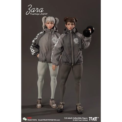 预售定金True1Toys 1/6女兵人JC2131运动女孩ZARA灰发版 /褐发版