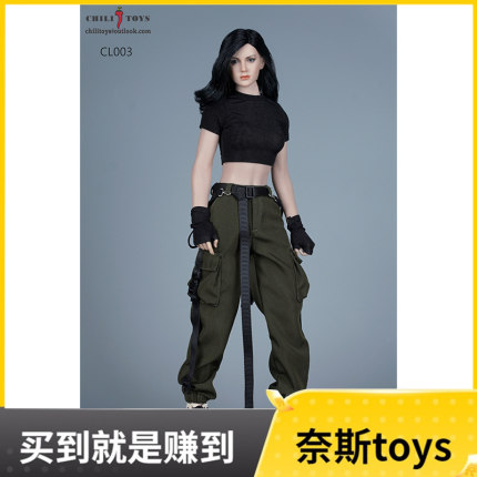 1/6女兵人衣服CHILI TOYS机能工装裤套装潮流黑色多口袋工装裤