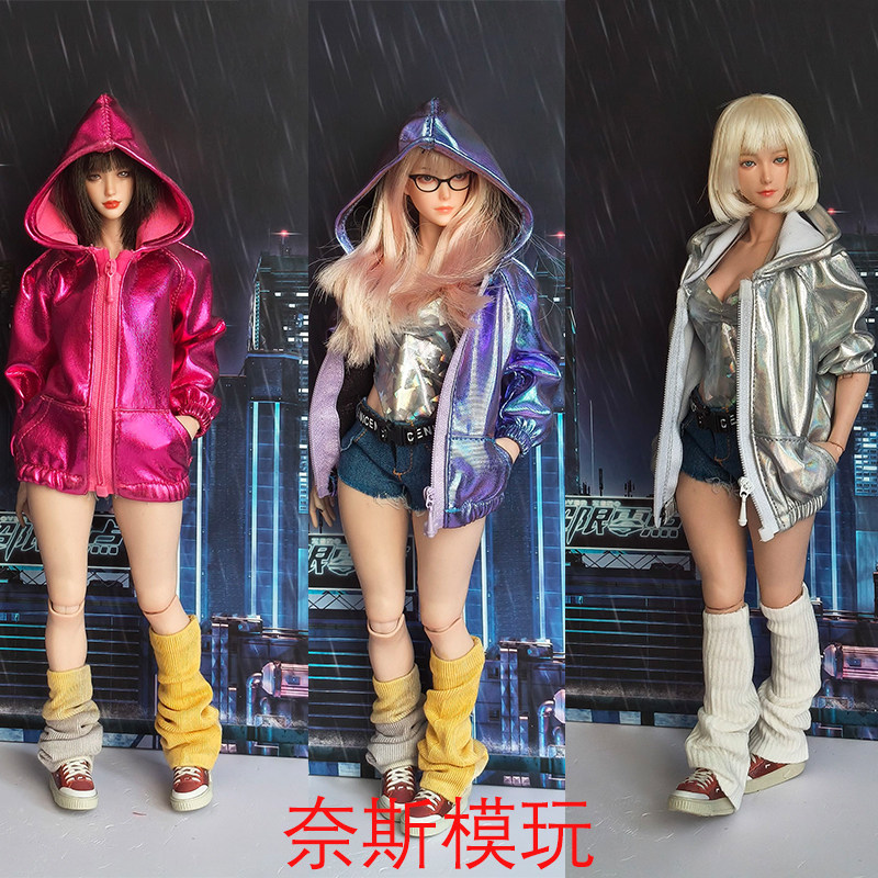 1/6女兵人娃娃衣 赛博少女兜帽套装  可动女兵人偶服饰配件