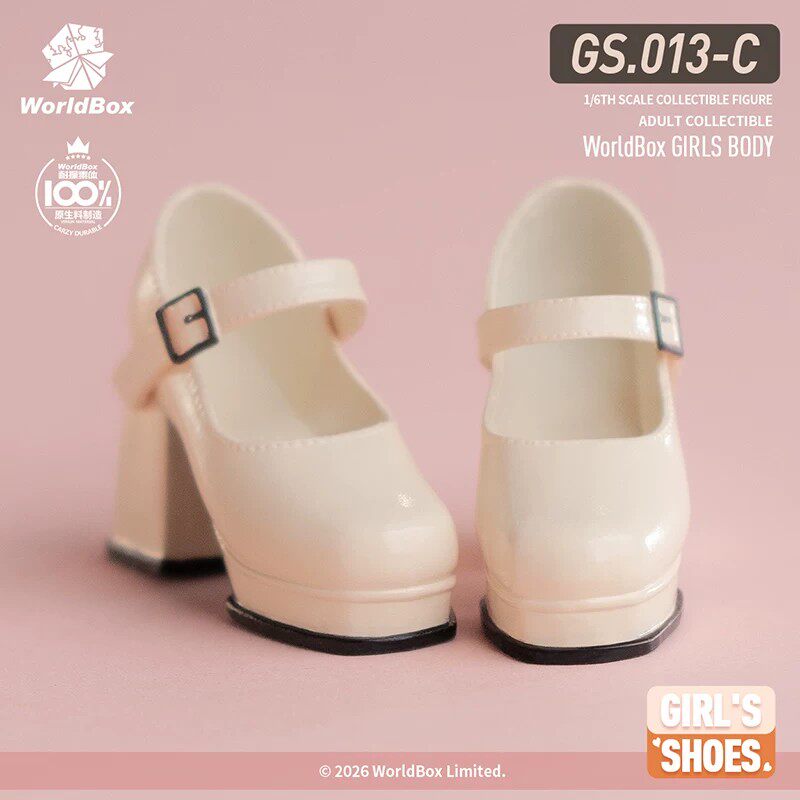 现货 Worldbox 1/6比例 GS013方头玛丽珍高跟鞋 女兵人鞋子模型