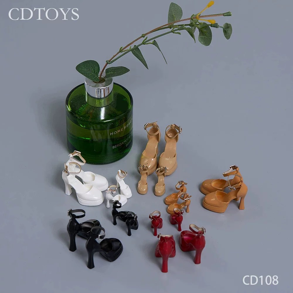 现货cdtoys cd108 1/12 女兵人 人偶鞋子一字扣中空防水台高跟鞋